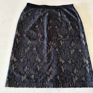 MISOOK LACE-OVERLAY SKIRT (M); black / nude